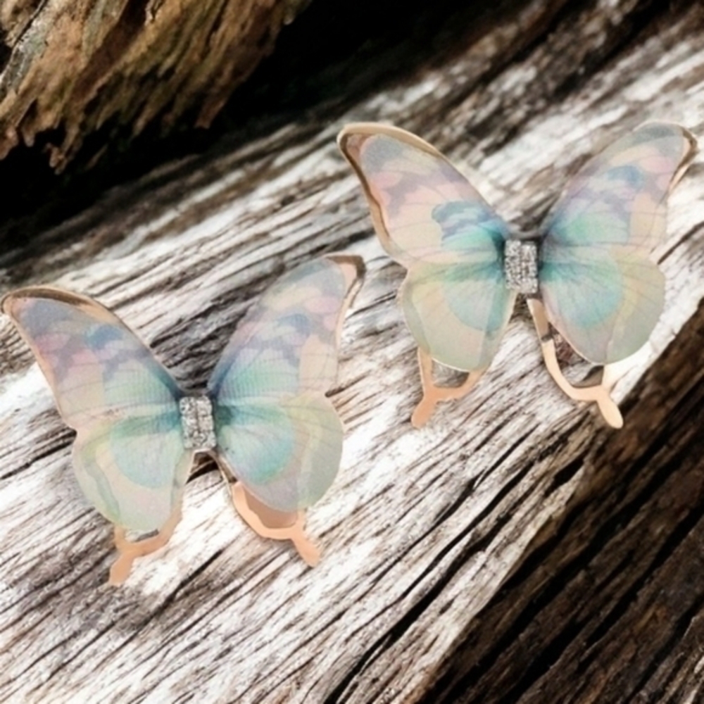 MODCLOTH OMBRE FABRIC BUTTERFLY EARRINGS